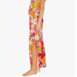 Trina Turk Slit Hem Pant Lightweight Swim Coverup Sunny Bloom Women’s Size Large